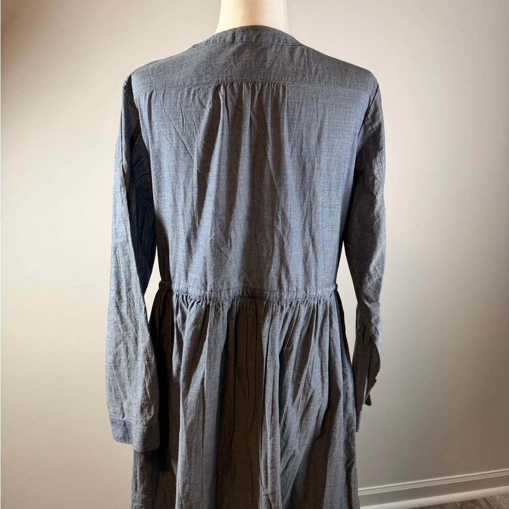 GAP Chambray Long Sleeve Button Front Fit & Flare Dress Size 14 - Picture 2 of 6